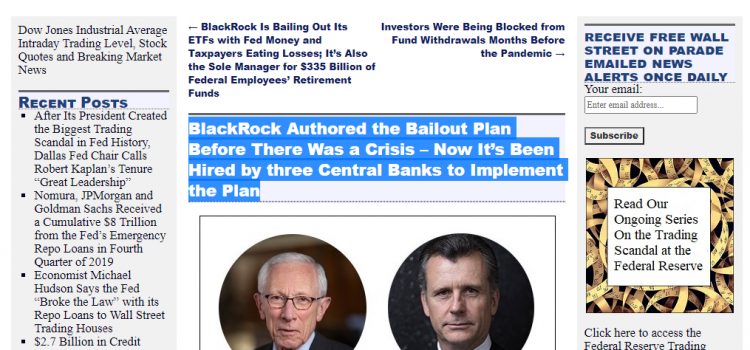 BlackRock Bailout for “COVID Financial Crisis” Written in August 2019