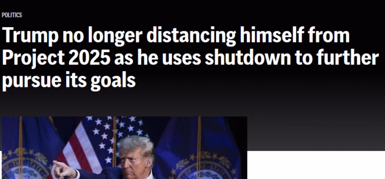 Project 2025 uses Government shutdown to gut agencies Shutdown